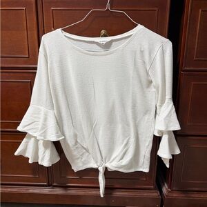 Elegant White Ruffle Sleeve Top